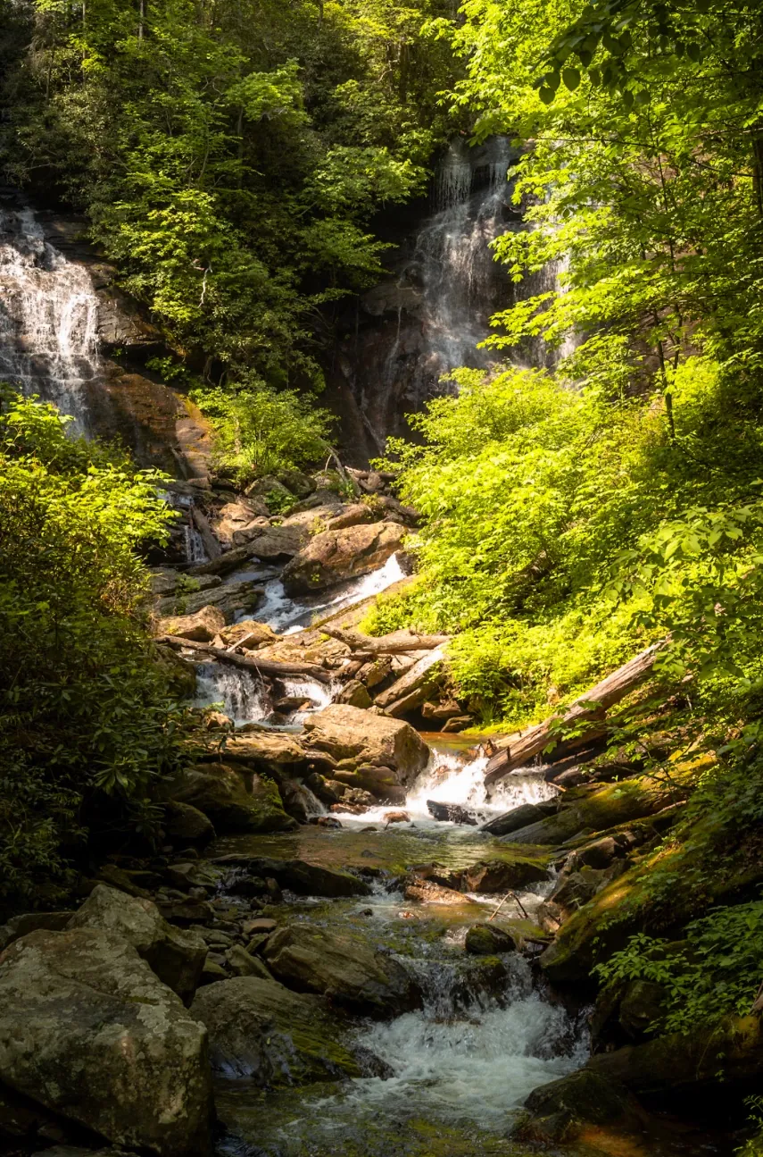 Anna Ruby Falls twin cascade near Helen, Georgia